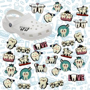 Dental Dental Charms with fun dental figures, easily placed in ventilation holes or buttonholes to add a playful touch to shoes or outfits